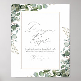 Poster Greenery Eucalyptus Chá de fraldas Fralda Raffle