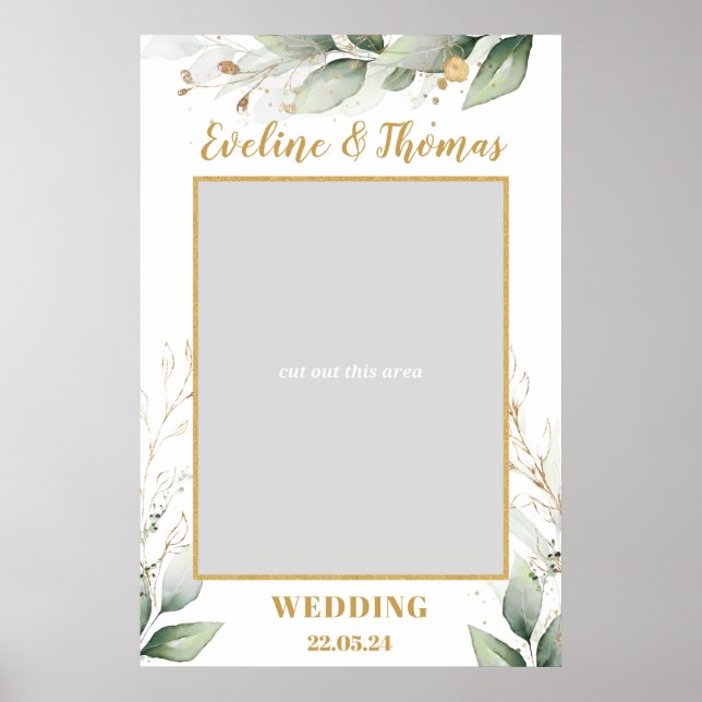 Poster Greenery Eucalyptus deixa boho foto de casamento (Frente)