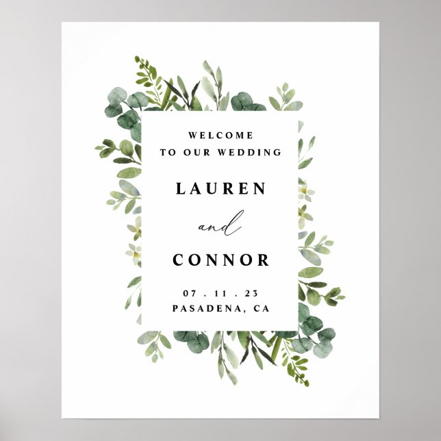 Poster Greenery Eucalyptus Frame Entrada de Casamento (Frente)