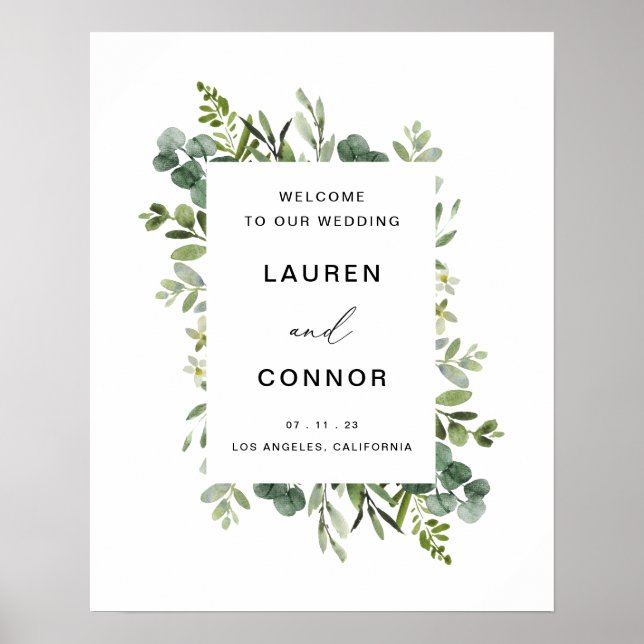 Poster Greenery Eucalyptus Frame Entrada de Casamento (Frente)