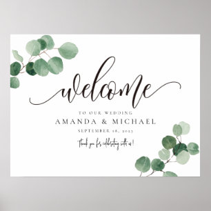 Poster Greenery Eucalyptus Leaf Bem-vindo ao SIgn