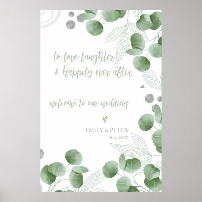 Poster Greenery Eucalyptus Saúda O Nosso Casamento (Frente)