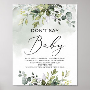 Poster Greenery Foliage Boho não diz sinal de bebê game