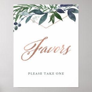 Poster Greenery Geo   Favor do casamento Dourado Rosa