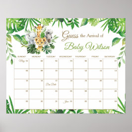 Poster Greenery Jungle Animal adivinha o jogo da data de