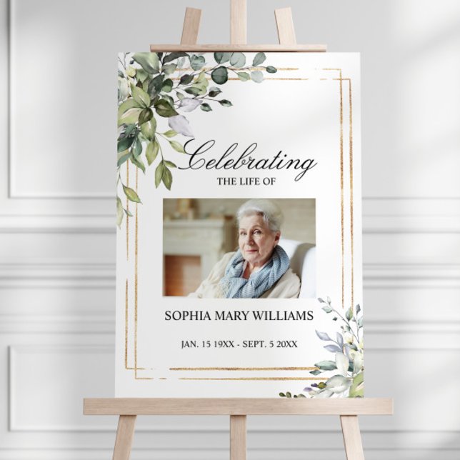 Poster Greenery Leaves e Foto do Funeral Memorial (Criador carregado)