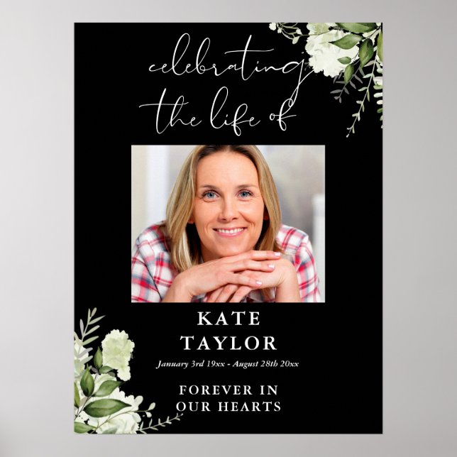 Poster Greenery Memorial Celebration Of Life Photo (Frente)