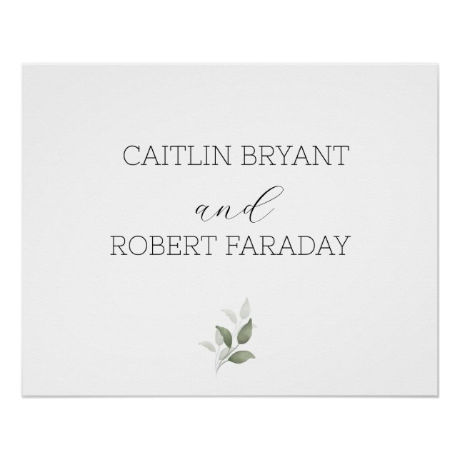 Póster Greenery Modern Wedding (Frente)