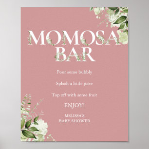 Poster Greenery Momosa Bar Rosa Poeira Rosa Churrasco de