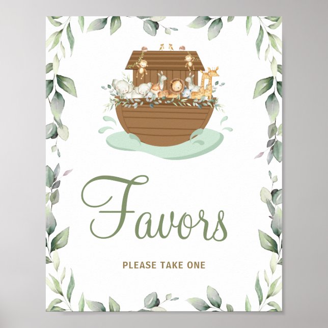 Poster Greenery Noah's Ark Chá de fraldas Favoritos de An (Frente)