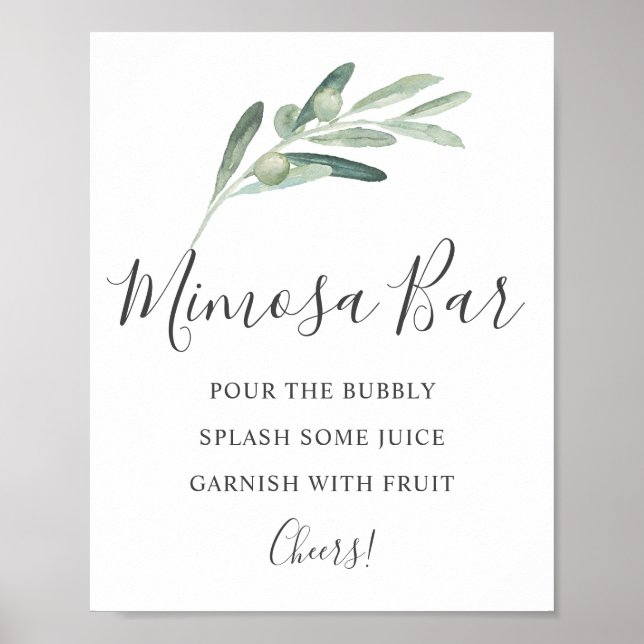 Poster Greenery Olive Mimosa Bar (Frente)