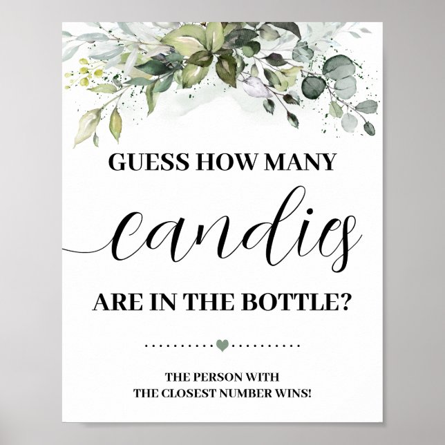 Poster Greenery Quantos sinais de jogo de Chá de fraldas  (Frente)