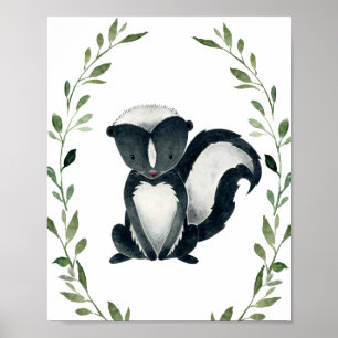 Poster Greenery Skunk Woodland Animal Nursery Wall Art
