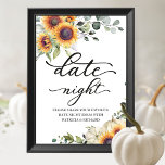 Poster Greenery Sunflower Fall Date Jar Sinal de Noite<br><div class="desc">Lindos girassóis verdes, abóbora-d'água, símbolo de ideias noturnas de data de chá de panela. Fácil de personalizar com seus detalhes. Entre em contato comigo via chat se tiver perguntas sobre o trabalho de arte ou precisar de personalização. NOTA: para obter assistência sobre pedidos, envio, informações sobre produtos, etc., entre em...</div>