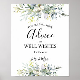 Poster Greenery Watercolor Advice & Wish Weding