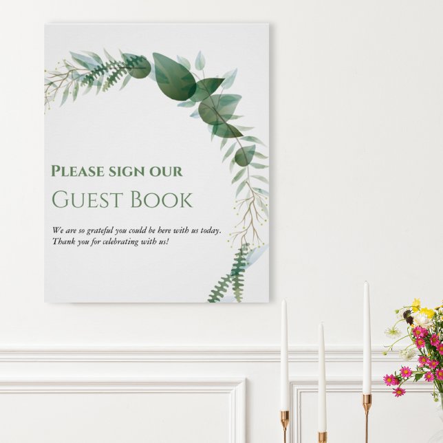 Póster Greenery Wedding Guest Book Poster (Criador carregado)