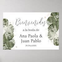 Greenery Wedding Sinal de boas-vindas Espanhol