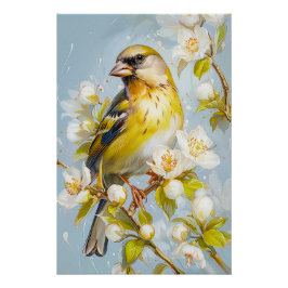 Póster Greenfinch Europeu nas Cores da Natureza