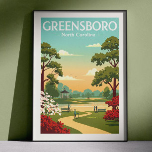 Poster Greensboro Carolina do Norte Vintage
