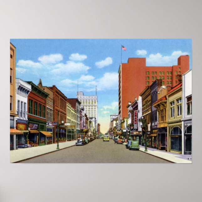 Póster Greensboro North Carolina Elm Street (Frente)