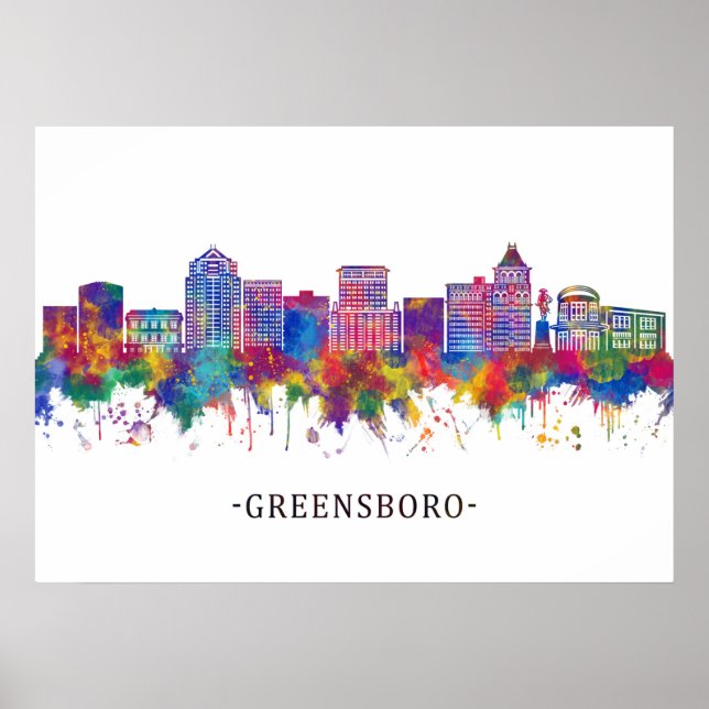 Poster Greensboro North Carolina Skyline (Frente)