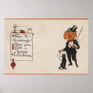 Póster GreetingJack-O-Lanterna do Dia das Bruxas em Tux