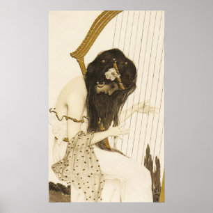 Poster grego do Harpist do vintage