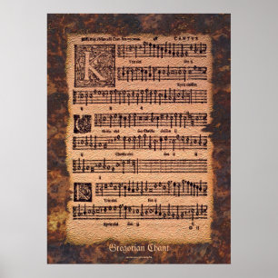 Poster gregoriano antigo da arte da partitura do