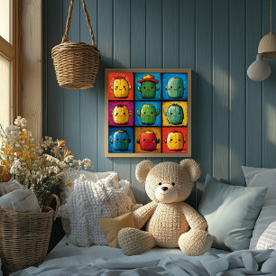 Poster Grelha de Caracteres Cactus Reproduzíveis para Dec