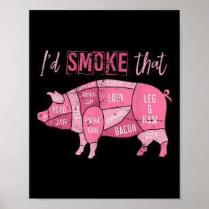 Poster Grelha de porco fumada Bacon Sobrecarga Engraçado