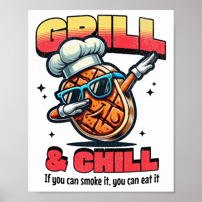 Poster Grelha E Arrefecimento De Comida Funny Churrasco G (Frente)