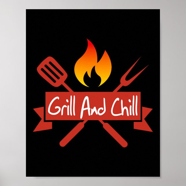 Poster Grelha E Enchimento De Comida De Churrasco Engraça (Frente)