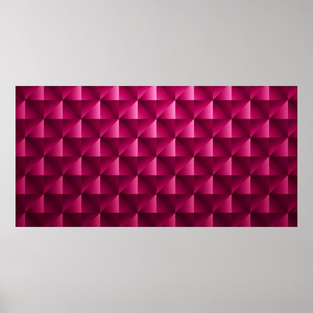 Poster Grelha geométrica rosa-escuro Fibra de carbono M (Frente)