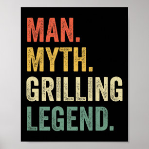 Poster Grelhador Lendário Dia dos Pais Piada BBQ Homem Mi
