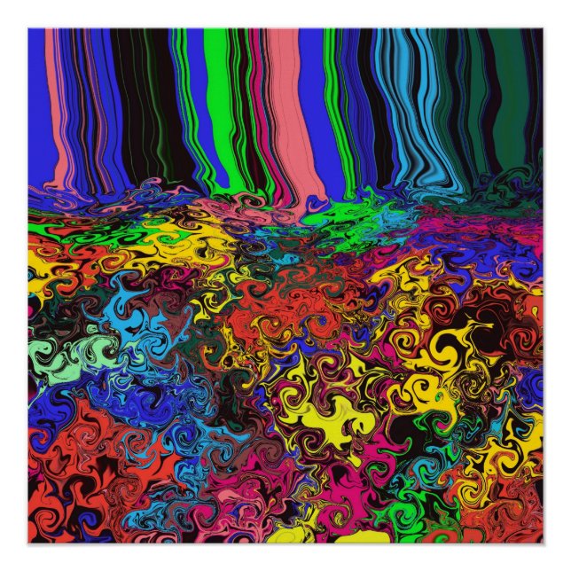 Póster Grelhas coloridas abstrato / Empurradas / (Frente)