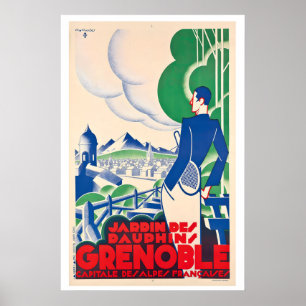 Poster Grenoble Capital das Alpes Francesas Viagem Vintag