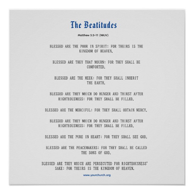 Póster Grey and Blue Beatitudes Inspiration (Frente)