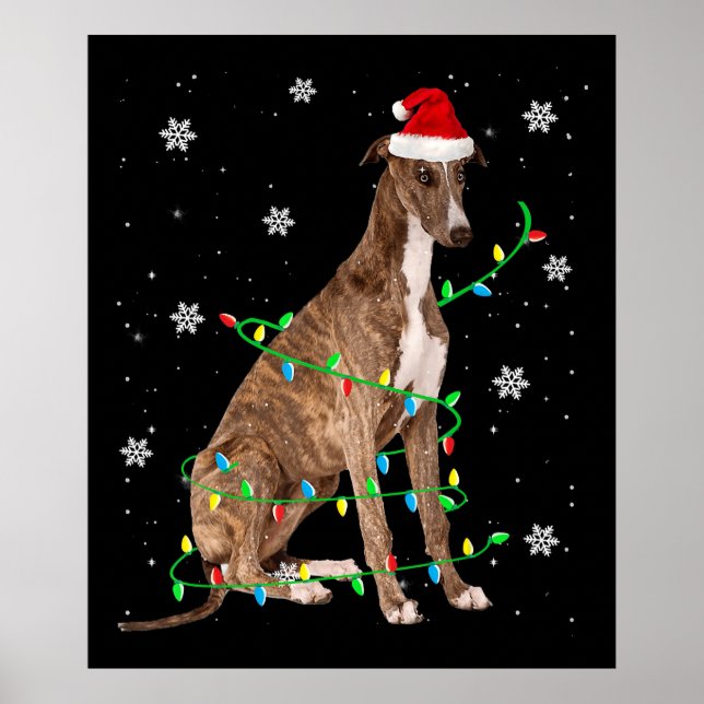 Poster greyhound christmas papais noeis fofos e leves (Frente)
