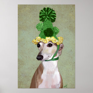 Póster Greyhound em Chapéu Verde