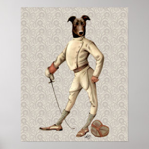 Póster Greyhound Fencer em Cream Cheio