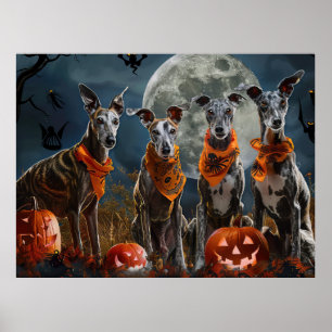 Poster Greyhound Halloween Assustador