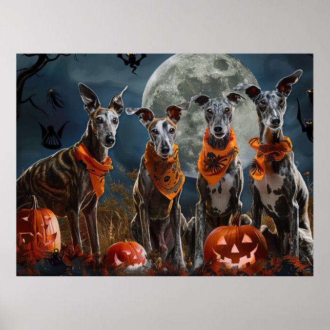 Poster Greyhound Halloween Spooky (Frente)