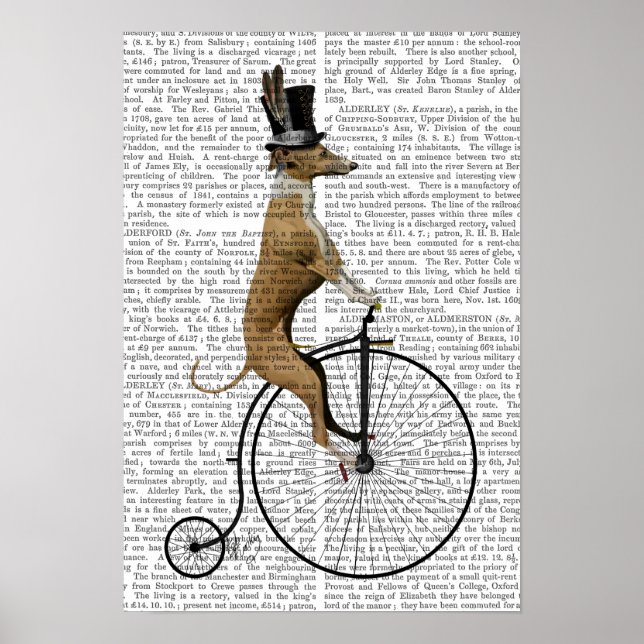 Póster Greyhound na Bicicleta Negra Penny Farthing (Frente)