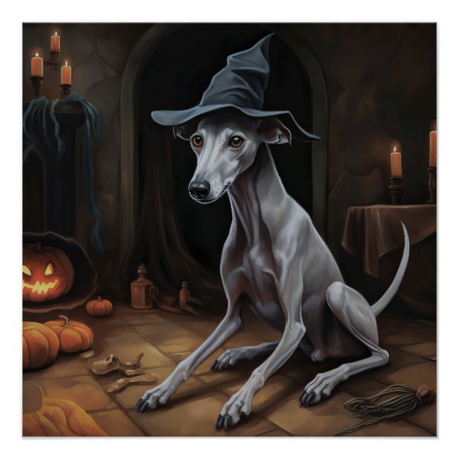 Póster Greyhound Pumpkins Halloween Assustado (Frente)