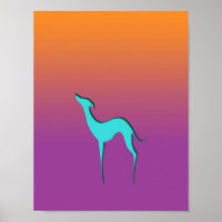Greyhound Whippet blue silhouette colorido