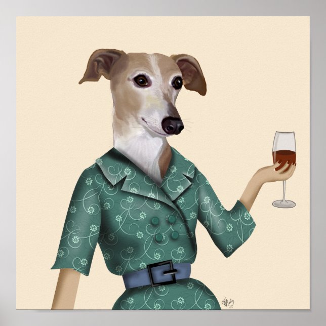 Poster Greyhound Wine Snob (Frente)