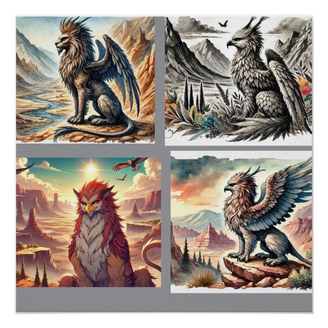 Póster Griffins, Dragons, & Desolate landscapes (Frente)