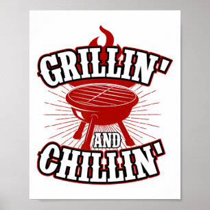 Poster Grillin E Chillin - 4 De Julho Hamburger Grilli