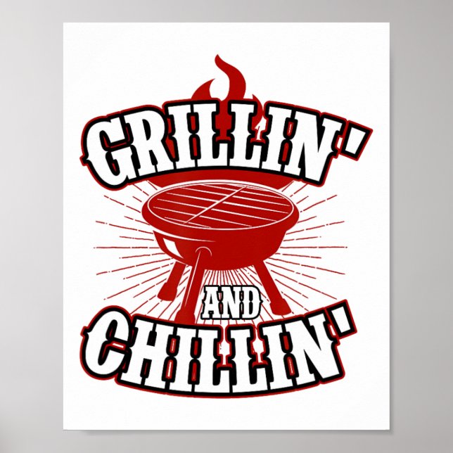 Poster Grillin E Chillin - 4 De Julho Hamburger Grilli (Frente)