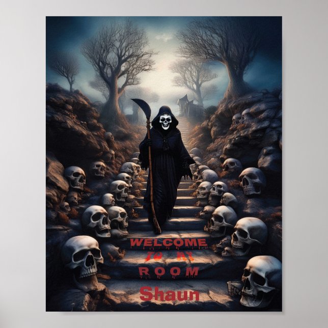 Poster Grim Reaper Bem-Vindo À Minha Sala Personalizável (Frente)